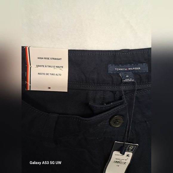 Tommy Hilfiger 12 Chino Pants High Waist Rise Straight Navy Blue Business Casual - Picture 3 of 8